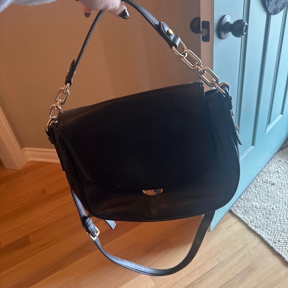 Medium Size Kate Spade Black Leather Crossbody Shoulder Purse - Picture 3 of 4